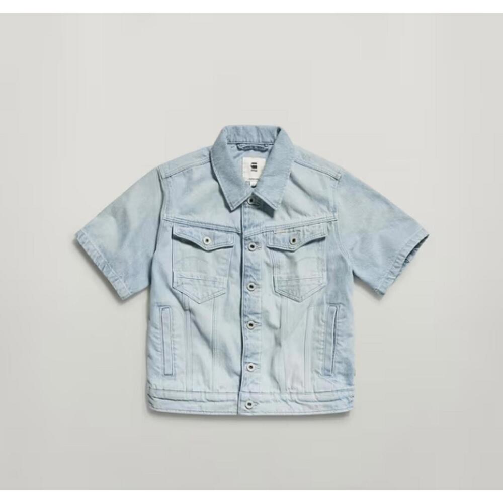 NWT G-Star RAW Arc Short Sleeve Denim Jacket Women’s Small Vintage Electric Blue - Picture 8 of 8